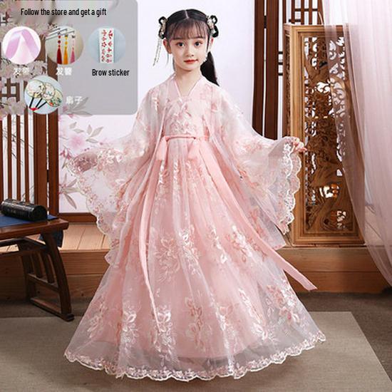 Girls' Hanfu Dress: Super Fairy Princess Long Sleeve Chinese Style for Autumn/Winter