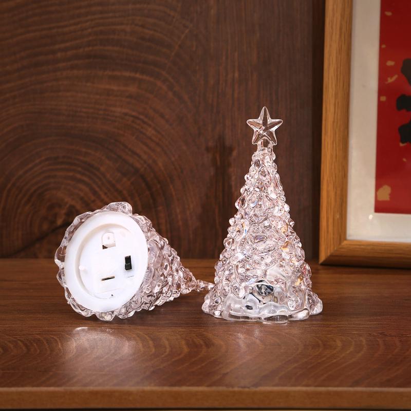 Veilleuse Arbre de Noël en Cristal Ornement de Bureau de Noël Lampe Arbre de Noël Cadeau de Noël Brille dans le Noir Décoration de Maison