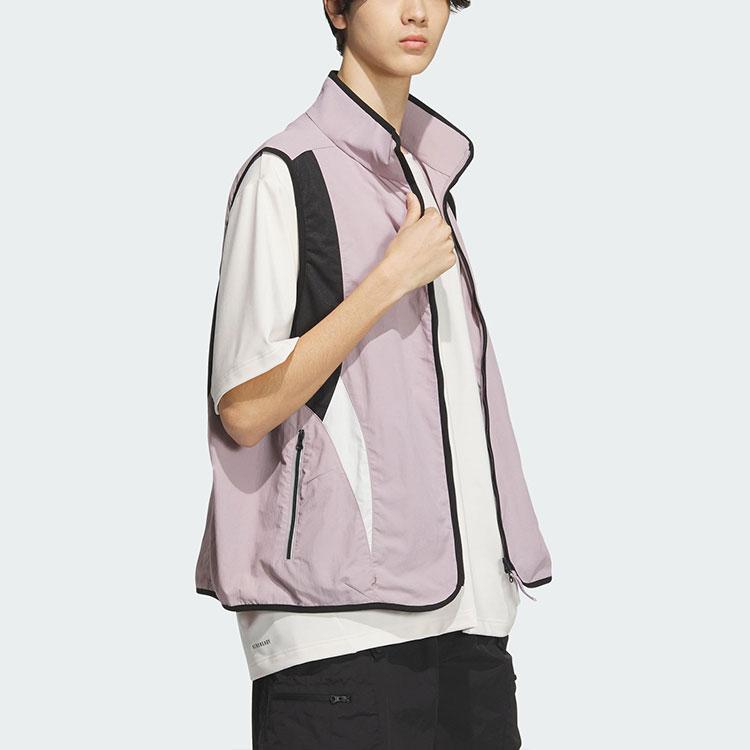 Adidas Future Style Woven Vest Color Block Casual Zip Stand Collar Sports Vest Men Vests Purple Pink JI9885