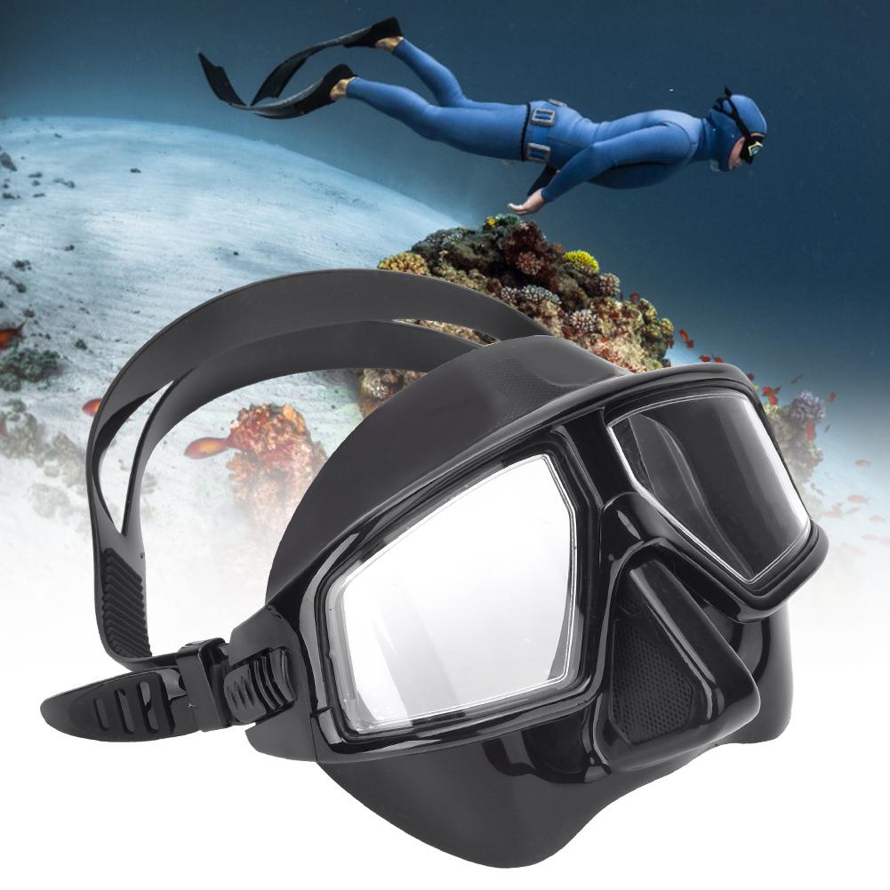 Professional Free Diving Anti Fog Large View Low Volume Dive Mask Goggles for Adults Men Women(black )