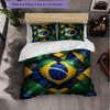 Brasilien Fußballmuster 3-teiliges Bettwäsche-Set Weiche Mikrofaser-Bettbezug mit Kissenbezügen für das Schlafzimmer