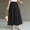 ZANZEA Women Casual Elastic Waist Solid Color Loose Long Skirts