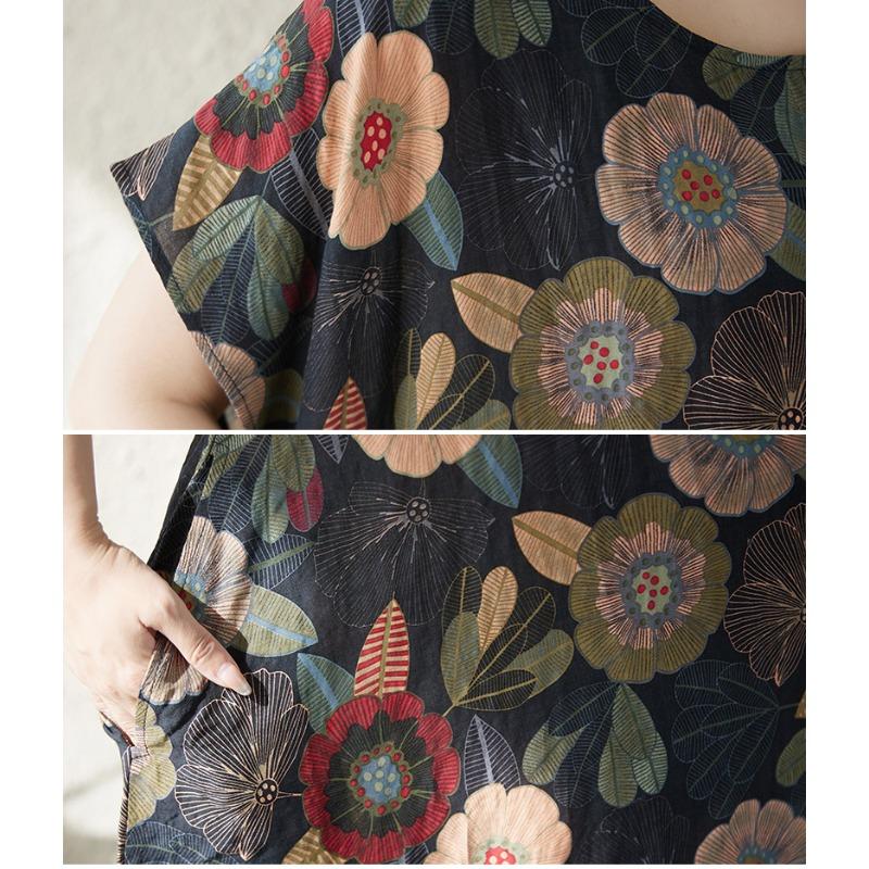 DIMANAF New 2026 Women Plus Size Summer Beach Lady Long Black Dress Loose Oversize Maxi Floral Print Sundress Clothing