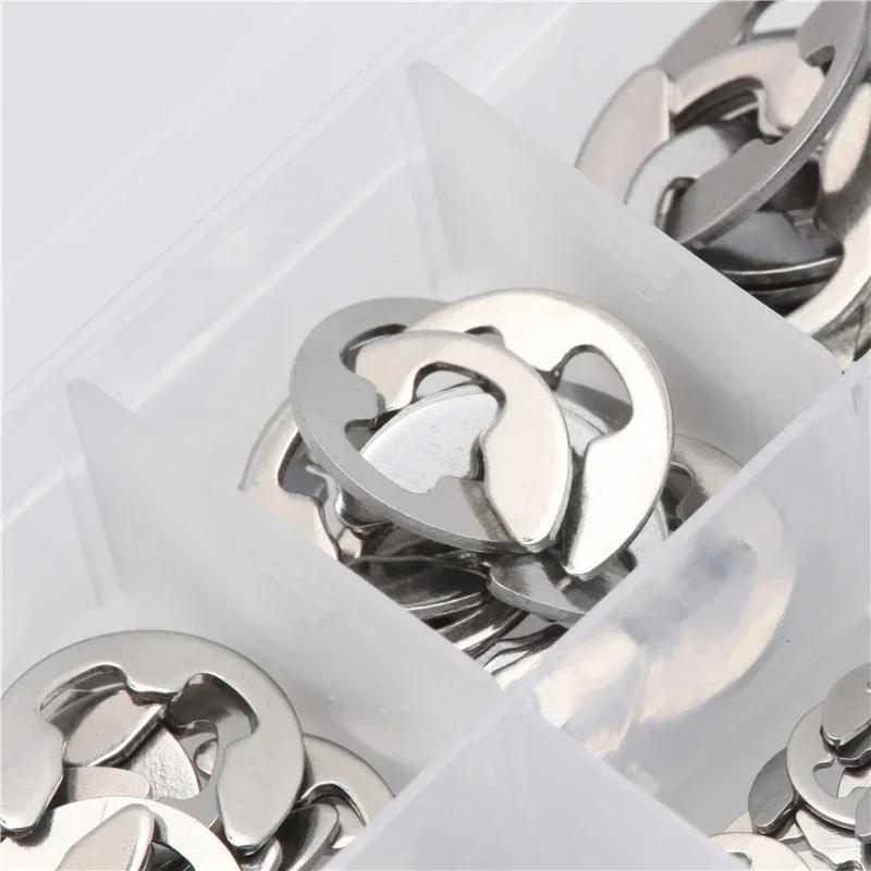120pcs Stainless Steel Circlip Kit E-Clip/Retaining Ring Washers1.5-10mm for Hardware & Machinery Repair