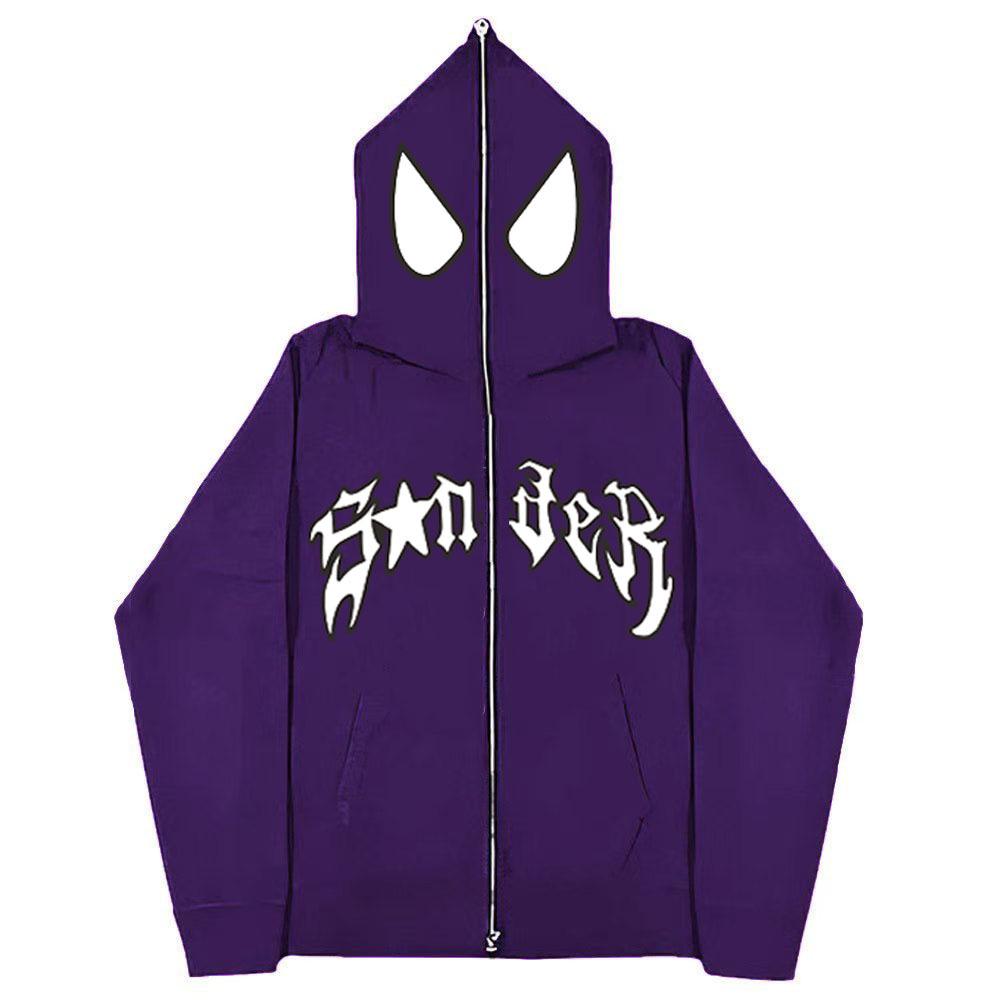 2023 Halloween Unisex Y2K Spider-Man Zip Hoodie - Loose Fit, Large Size for Couples