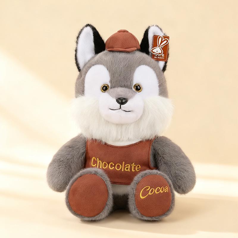 Adorable Gray Wolf Plush Toy Pillow - Cute Meidela Sleeping Hug Doll Gift 23cm 0.18kg