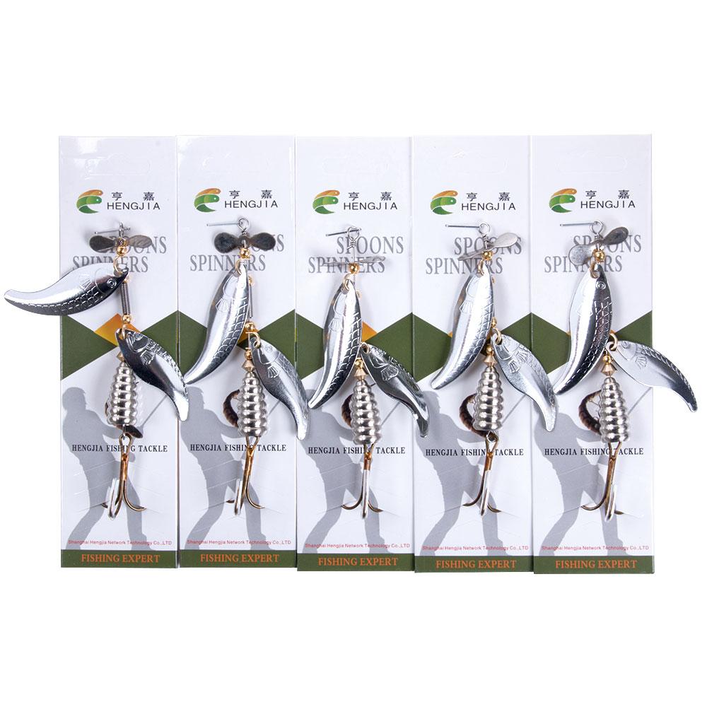 HENGJIA 1pc/5pcs Fishing Lure Spoon Spinner For Bass Pike Bait Fishing Tackle