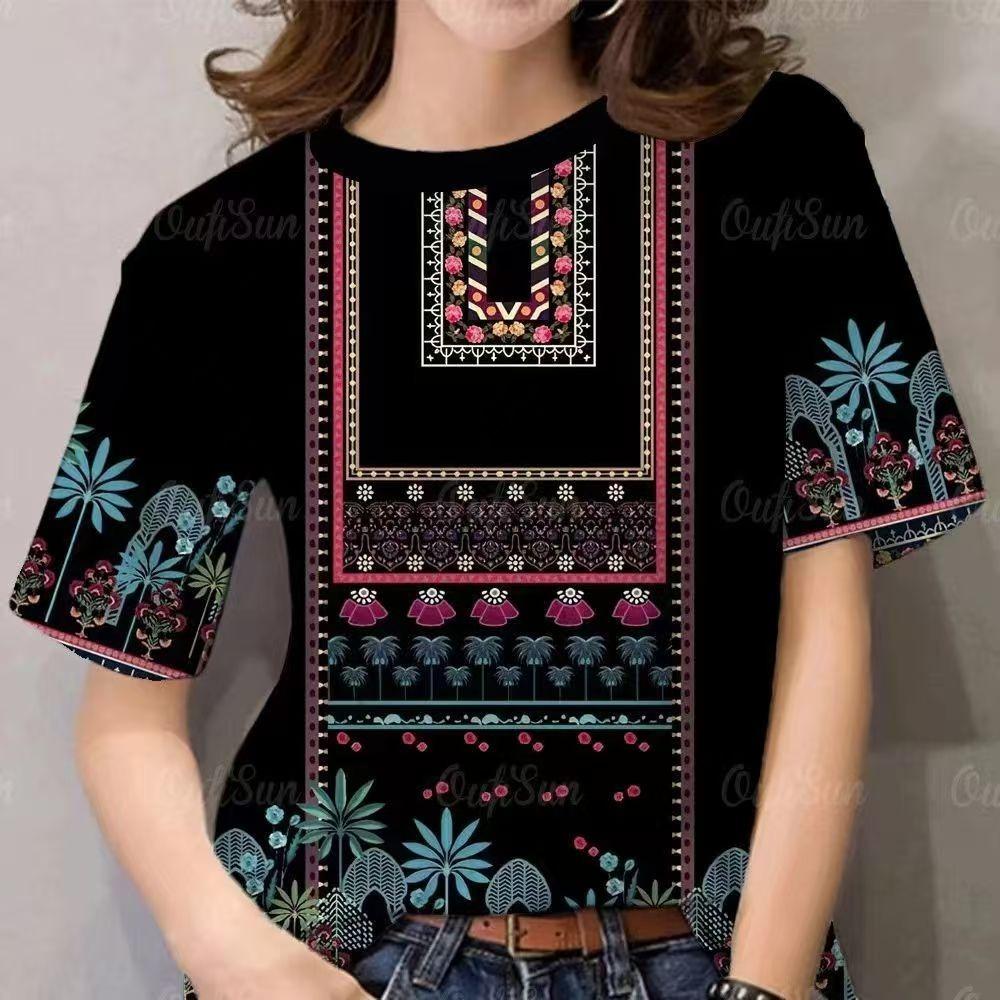 Damen-T-Shirt mit Aufdruck, kurzärmelig