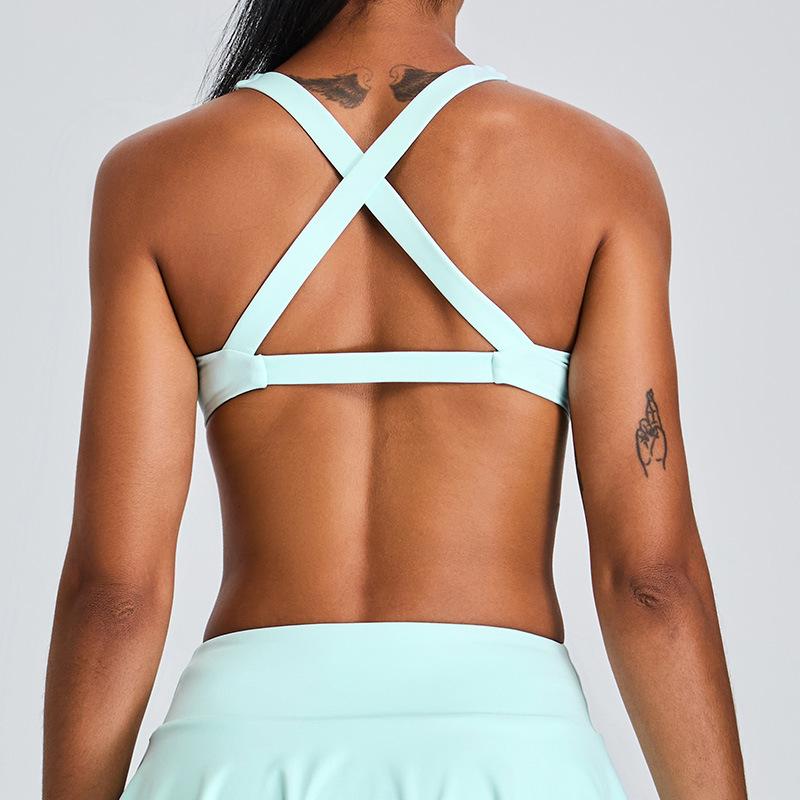 New Sports Bra For Women, Sexy Cross Back Sports Vest With Chest Cushion, Wearing Fitness Suit Top