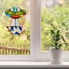 And Cow Stained Suncatcher Window Panel, Painted UFO Pendant