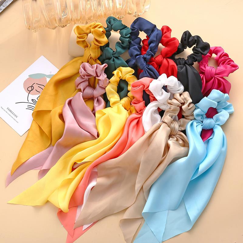 1 pièce de chouchou élastique pour cheveux pour femmes, nœud, foulard, bandeau solide pour filles, accessoires pour cheveux