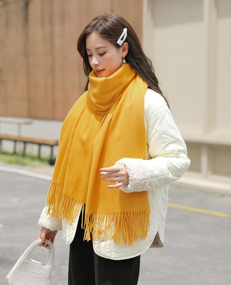 Women's Imitation Cashmere Winter Scarf - Thick Solid Color, Versatile Men's Shawl, Cashmere Wool Blend