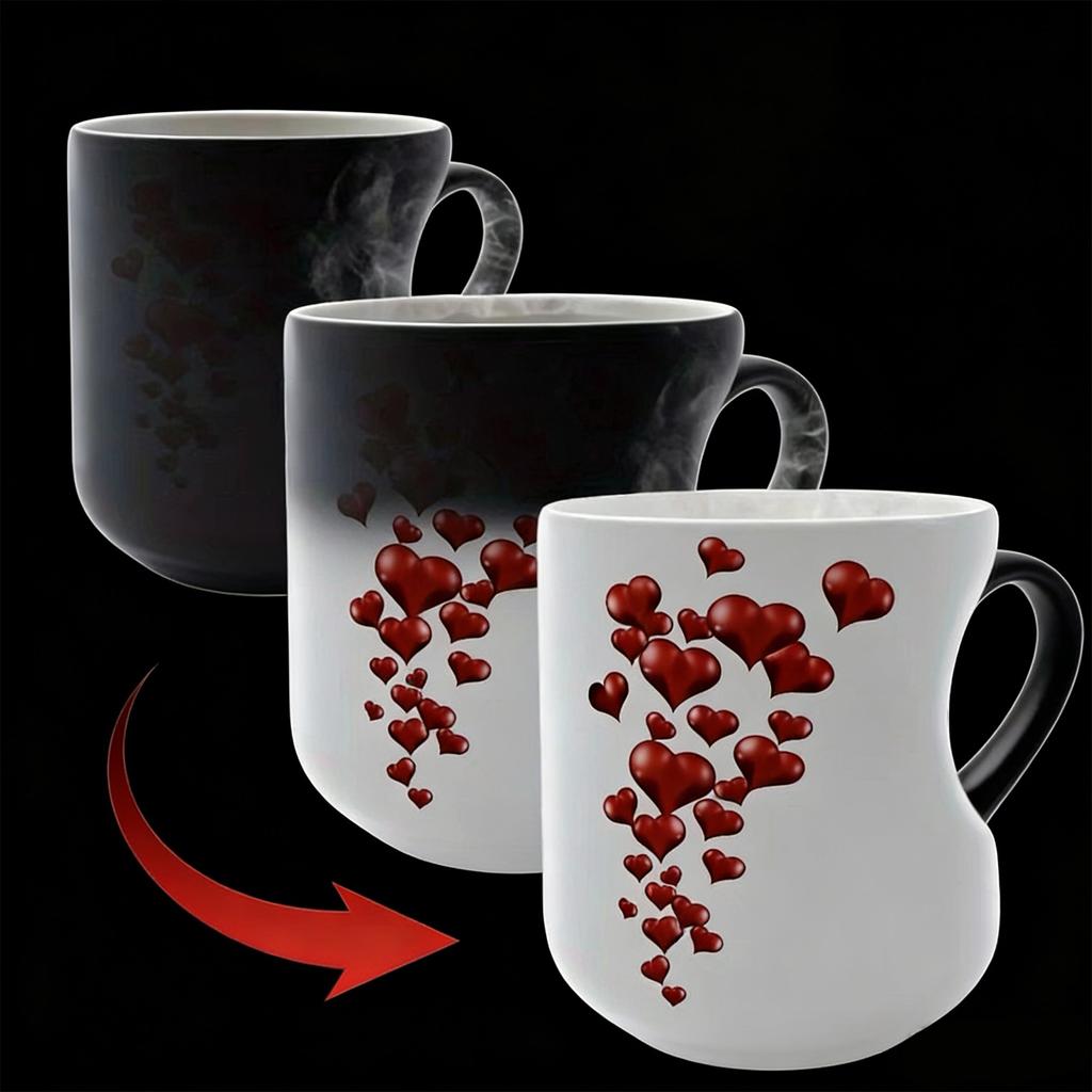 Coffee Cup with Heart Handle Drinking Mug For Hot Beverages Gift for Birthday Anniversary Valentines Day