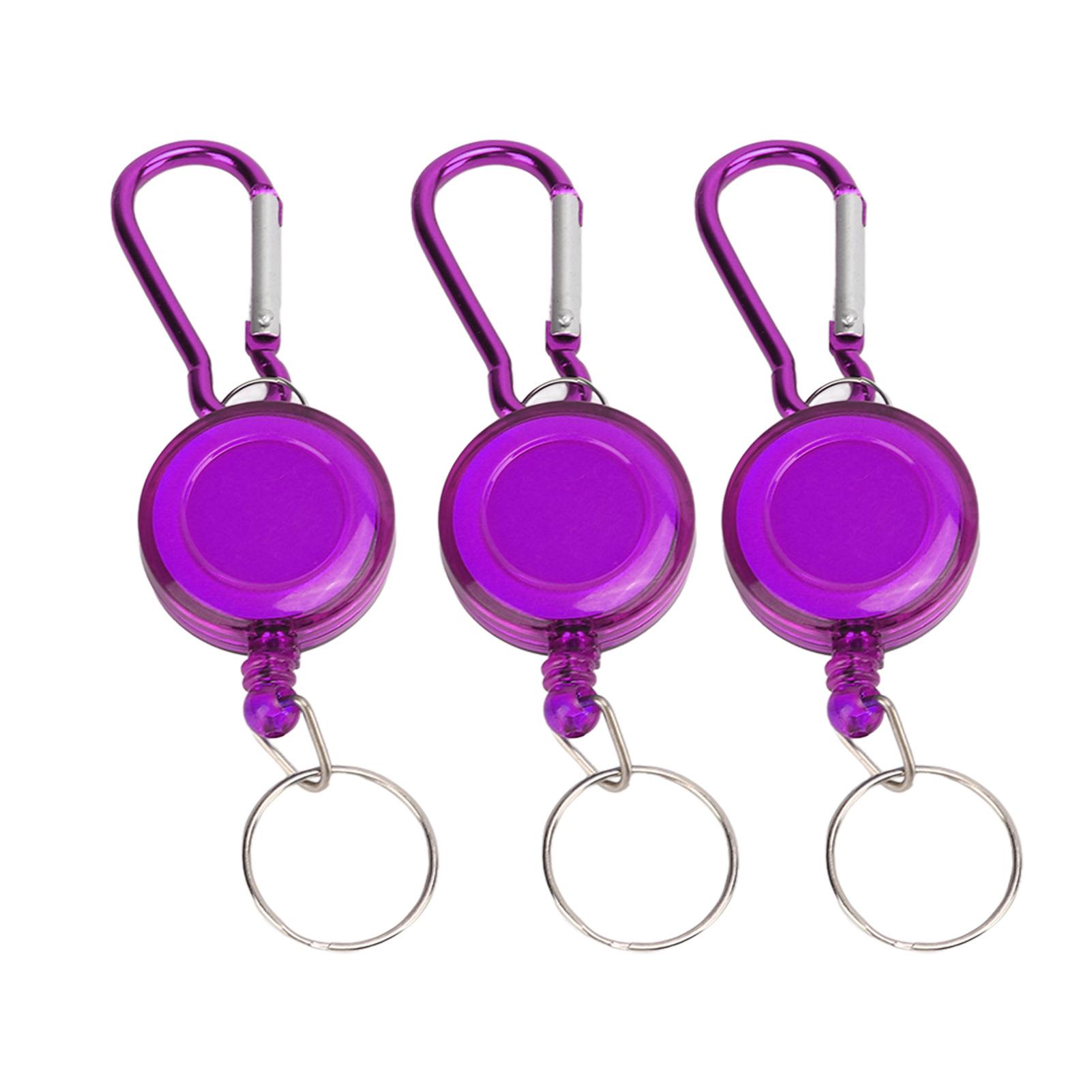 

3PCS Nylon Rope Telescopic Burglar Tool Mini Anti Lost Retractable Pull Keychain BuckleBlue Purple фиолетовый