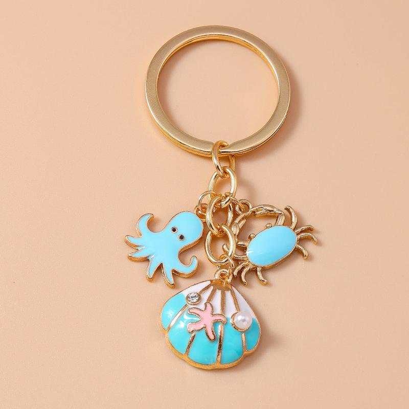 Cute Enamel Whale Keychain Marine Life Key Ring Pendant for Women Girl Handbag Decor DIY Handmade Jewelry Gift