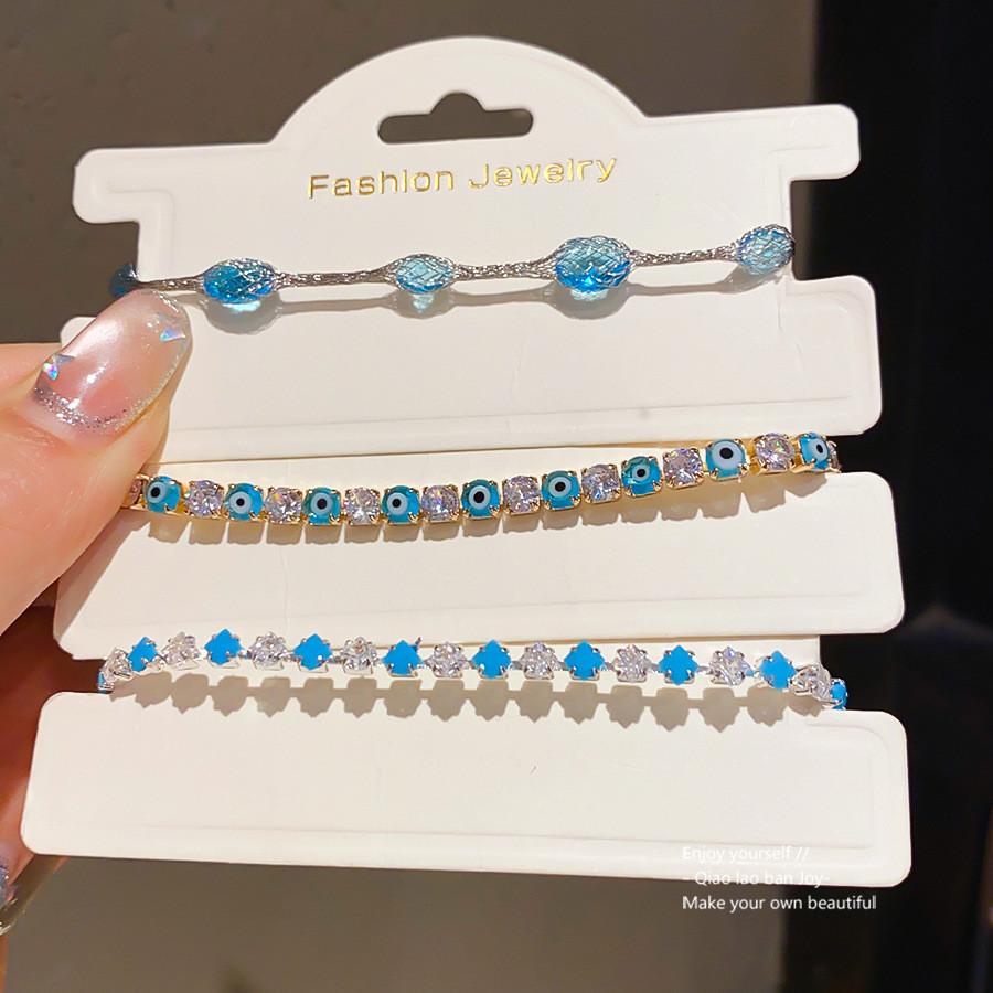 Geometric Zircon Silver Blue Womens Bracelet With Modern Minimalist Design For Gift