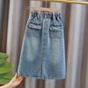 Girls Summer Denim Skirt Fashionable Fashionable Half Skirt Casual Korean Edition Versatile Long Skirt Children