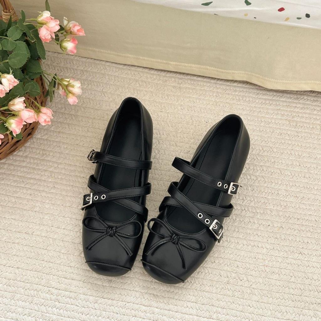 Silver Inner Height Increase Mary Jane Shoes Bow Flat Bottom New 6Cm French Single Shoes Women'S Summer Ballet Large Size Women'S Shoes