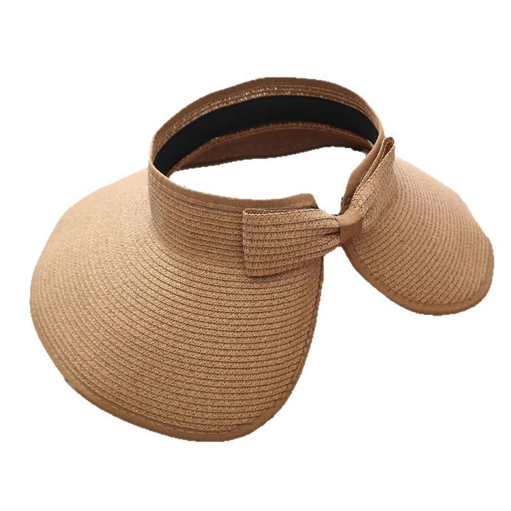 Sun Hats for Women Wide Brim Roll-Up Beach Ponytail Hat Packable Foldable Travel Straw Visor