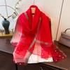 2025 Stylish Springsummer Beaded Faux Silk Sun Protection Shawl Scarf