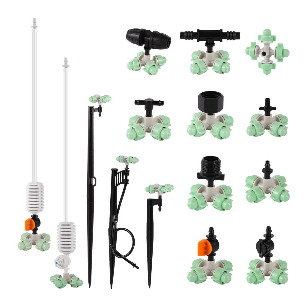 5pcs Hanging Anti-drip Spray Four-way Atomizing Nozzle Garden Hanging Anti-drip Nozzle 1/4" Barb Screw Connector