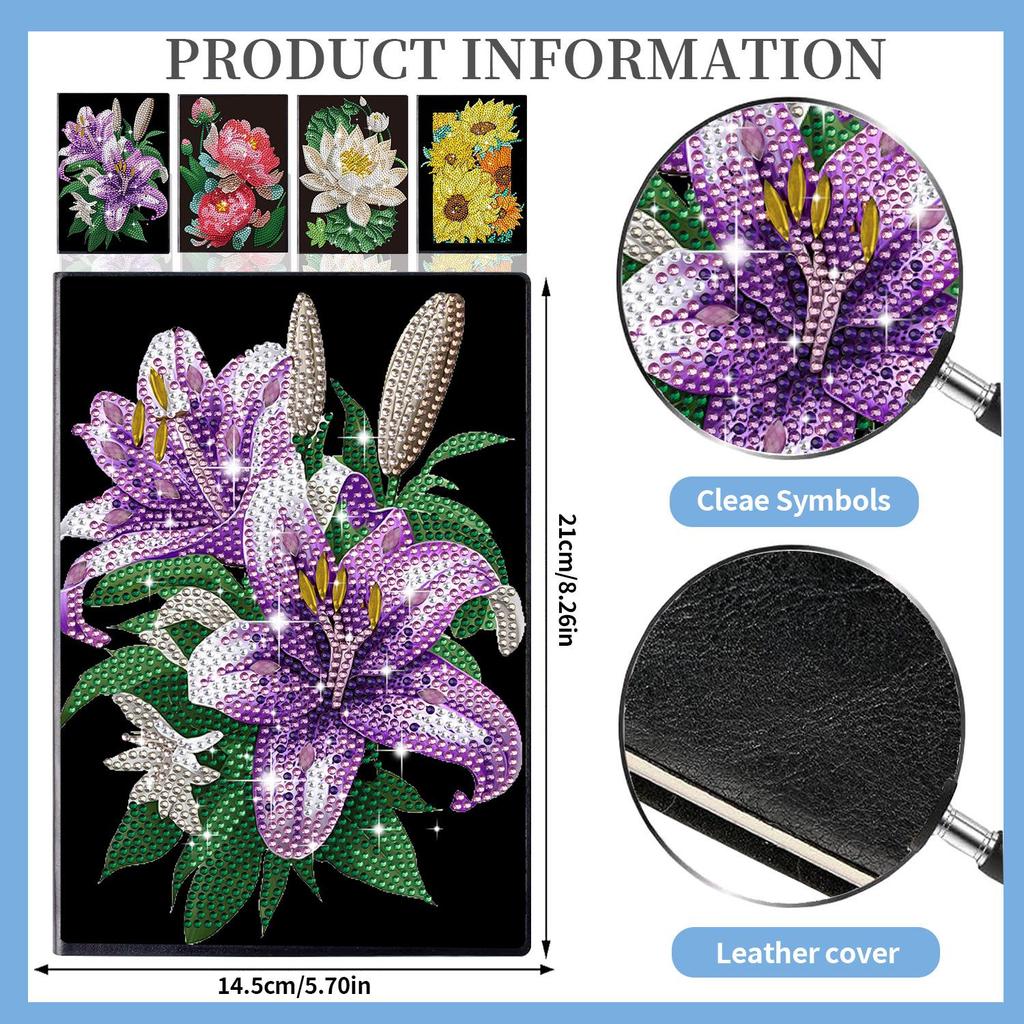 2025 Creative DIY Diamond Sticker A5 Notebook: Special-Shaped 50-Page Children's Diamond Painting Book