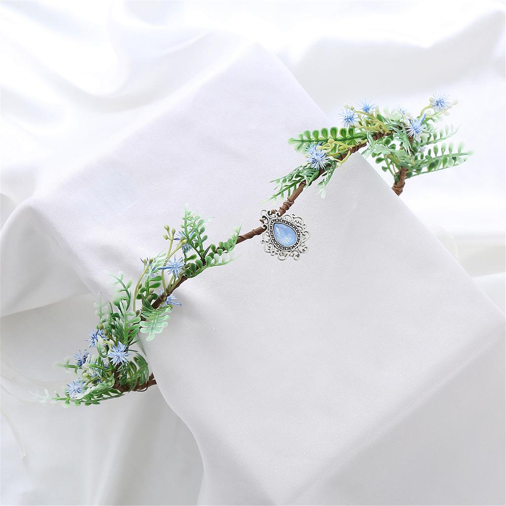 Flower Crown Cosplay Fairy Headband for Girls Adjustable Ethnic Style Hair Hoop Wedding Party Bride Hair Accessories
