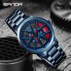 Fashion Sanda 1071 Sport Men Top Brand Luxury Military Rotate Dial Waterproof Male Business Quartz Full Stainless Steel Watches