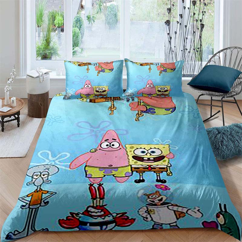 

A variety of SpongeBob SquarePants patterned bedding sets, soft duvet covers and pillowcases, suitable for teenagers, children a 135x200cm