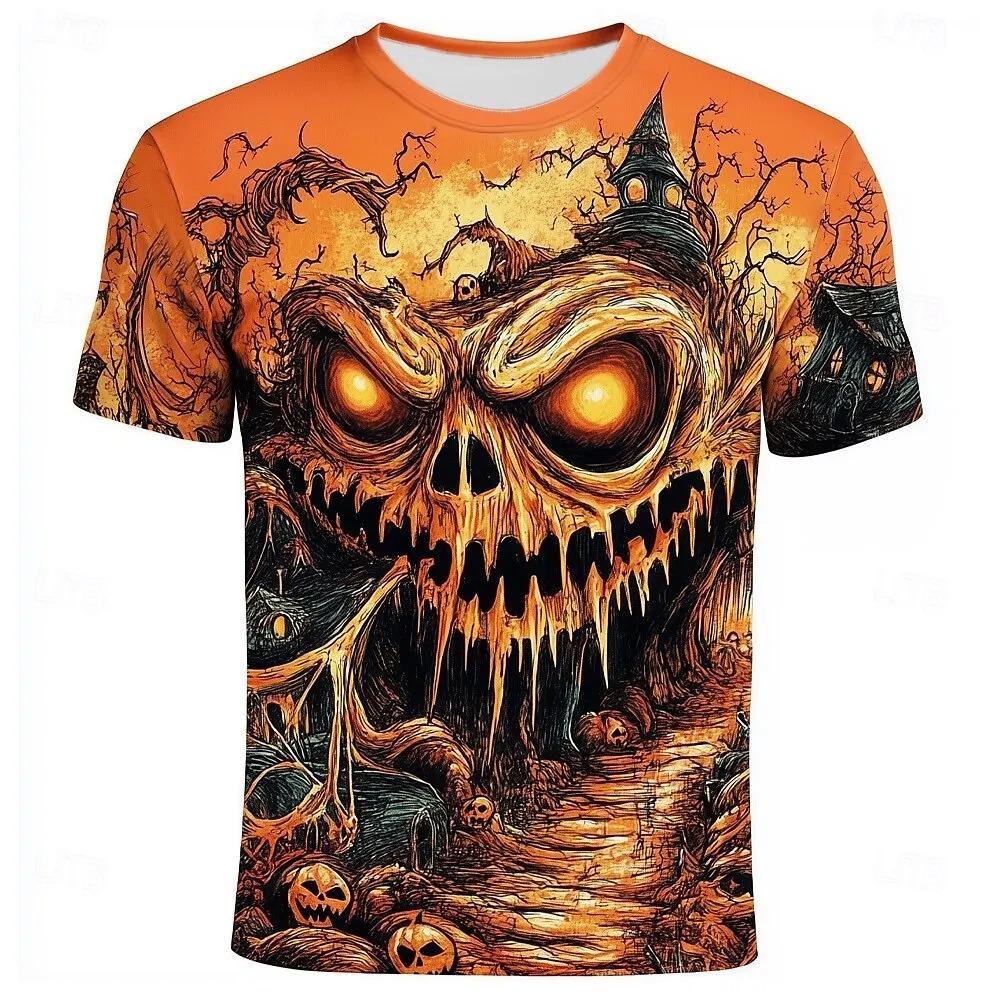 Men's Graphic Skull Flame Motorcycle T Shirt Casual Streetwear Short Sleeve T Shirt 3D Print Crew Neck Tees Top Vintage Clothing