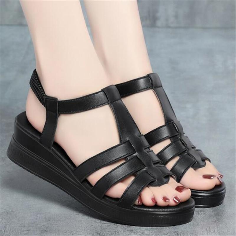 

Fashion Ankle Buckle Wedge Sandals for Women Summer 2024 Patchwork Platform Sandles Woman Thick Sole Gladiator Sandalias 40