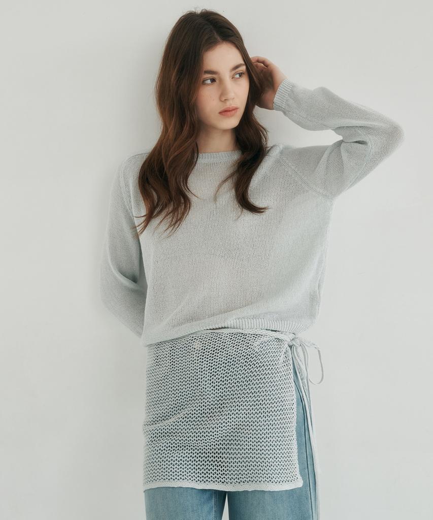 LOSSYROW Mellow Wrap Knit Set Sky Blue