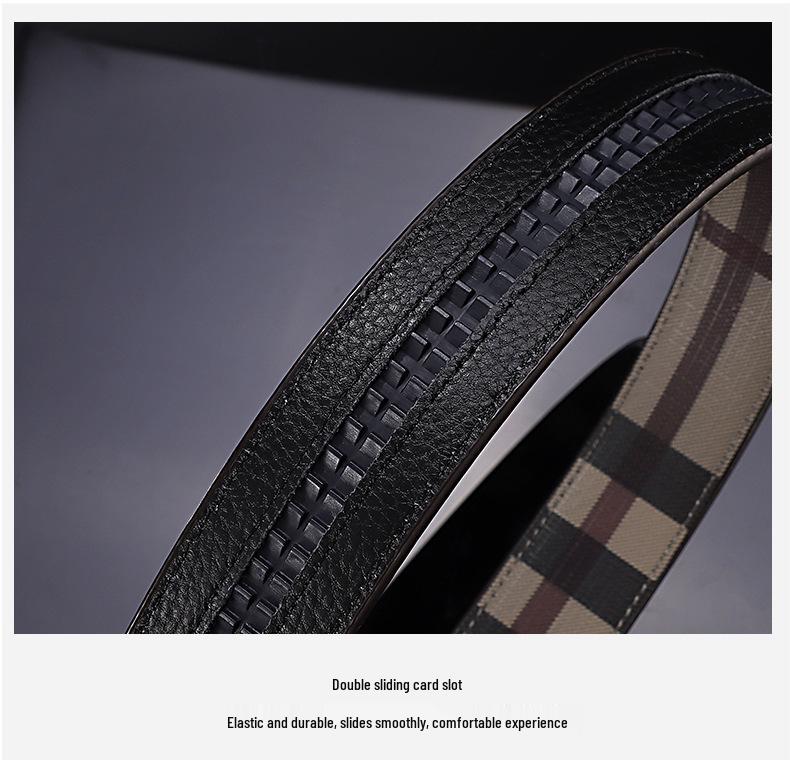 B Brand Men's Automatic Embossed Leather Belt - Versatile Business Style