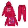 Kids' Long Sleeve Loose Pullover Letter Print Drawstring Hooded Sweatshirt Sweatpants Set