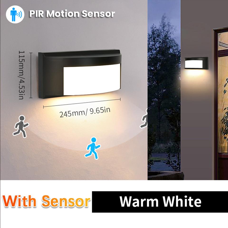 Outdoor Indoor Wall Light Motion/NO Sensor LED Wall lamp IP55 Waterproof AC85-265V ABS 16/30W For Porch Railing Fence Yard Patio