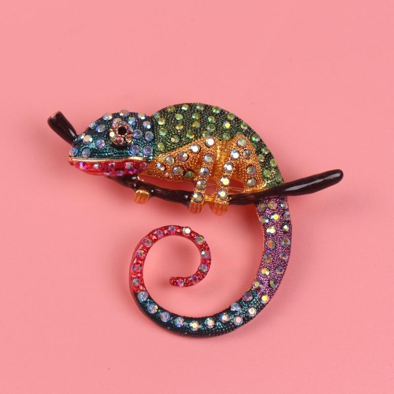 

Брошь в виде преувеличенного животного из сплава со стразами хамелеон для женского пальто и костюма-корсажа