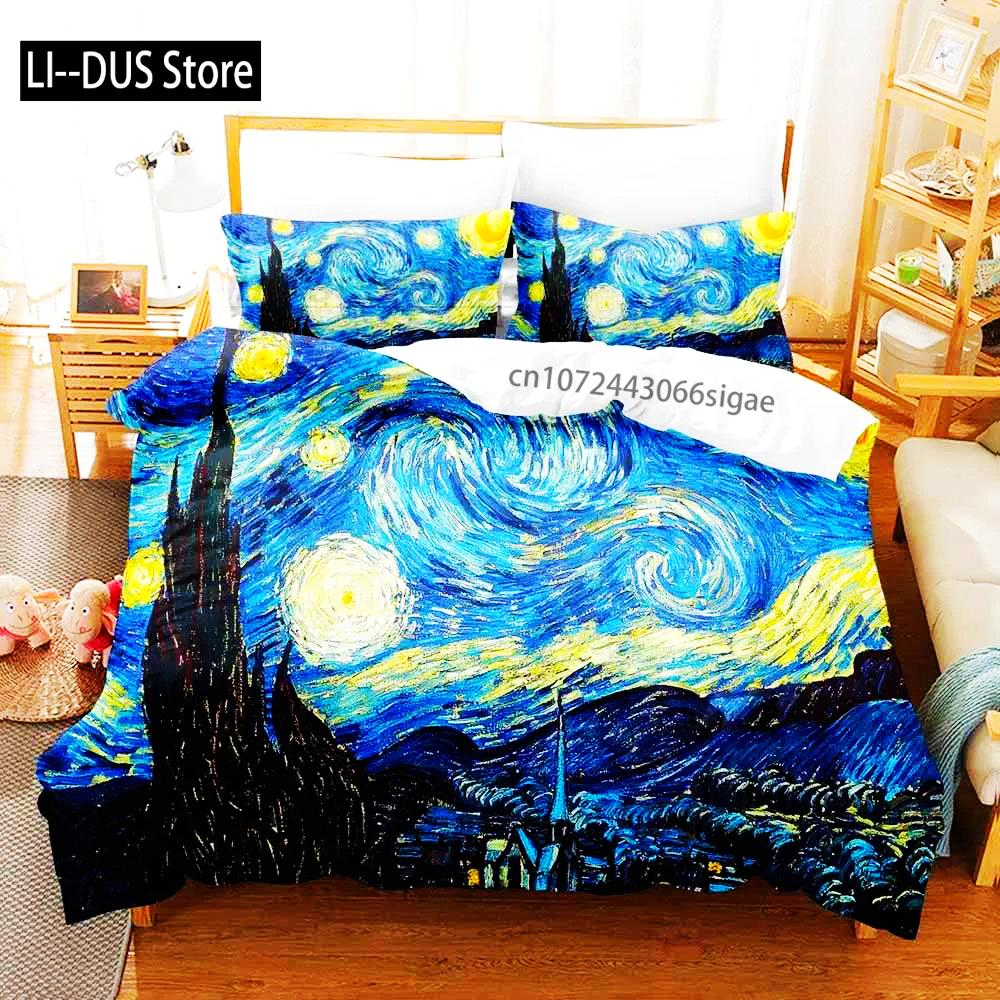 2022 Van Gogh Boys Bedroom Duvet Cover Single Double Full Queen King Size Retro Classic 3D Bedding Set Duvet Cover Bed Set