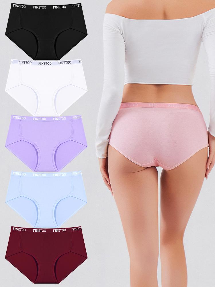 5Pcs/Set Women's Cotton Briefs Letter Belt Panties Seamless High Waist Breathable Underwear Female Stretch Comfortable Lingerie