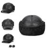 Premium Quality Faux Leather Bomber Trapper Ear Warm Cap For Elderly Men