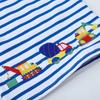 2-7Y New Boys T-shirt  Cartoon Excavator Embroidered Tees Little Kids blue stripe Short-sleeved T Shirts Tops Kids Clothings
