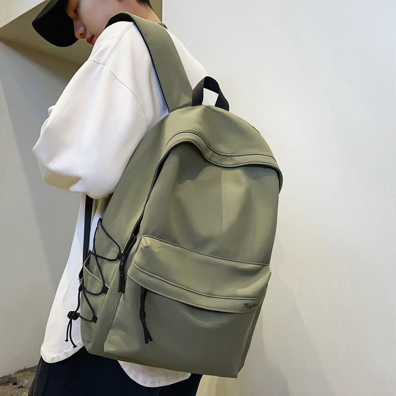 

Backpack Men s Large Capacity Computer Leisure Japanese Junior High School High School Student School Bag Travel Solid Color Backpack зелёный