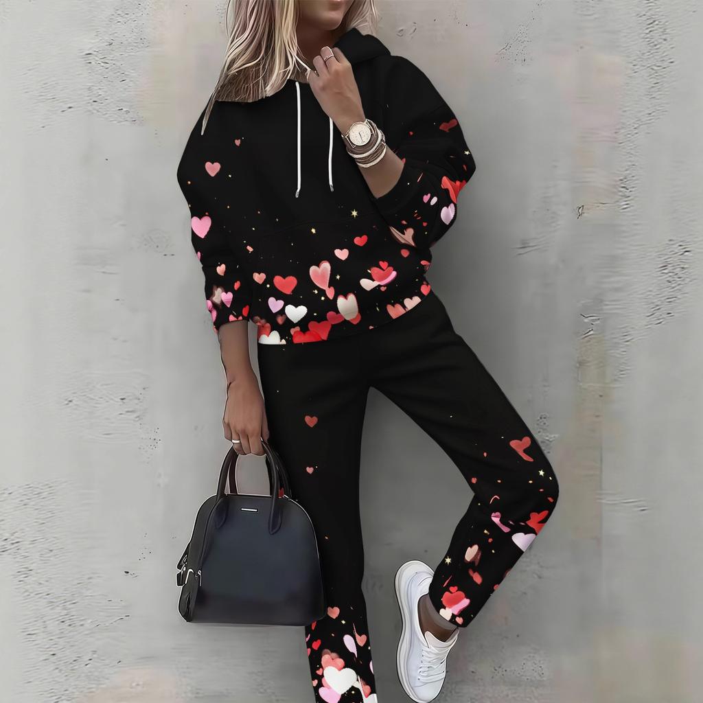 New Women'S Clothing European And American Spring And Autumn Floral Printing Casual Long-Sleeved Sports Suit