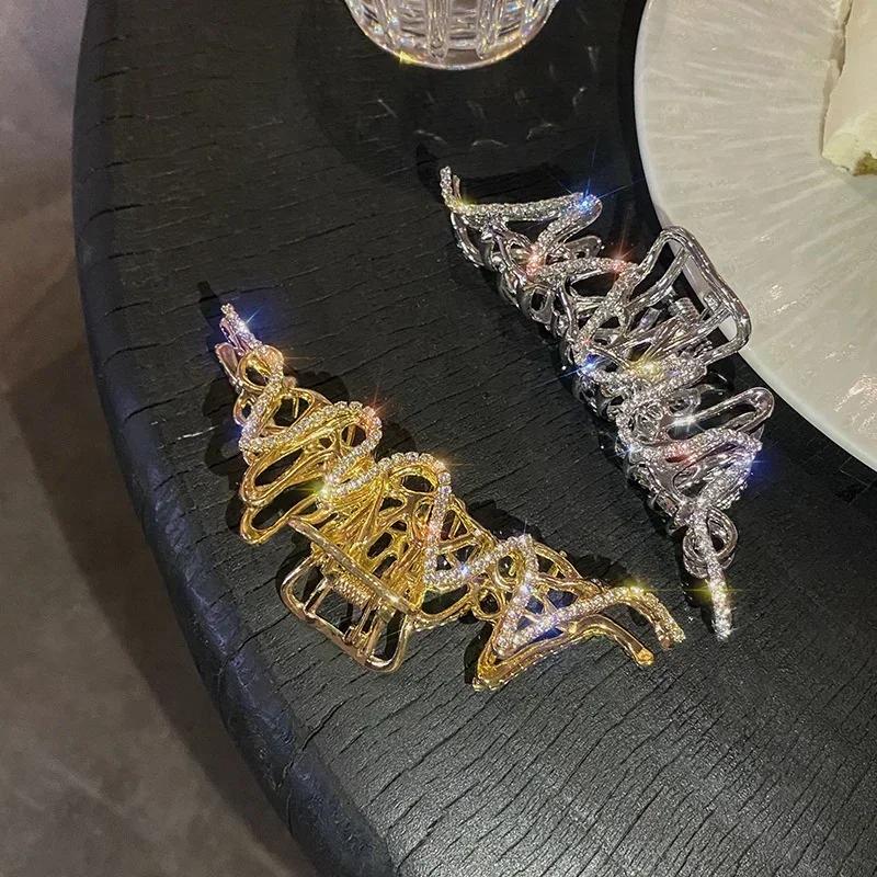 Bling Rhinestone Summer Fashion Metal Crab Clip Girl Shiny Crystal Hair Accessories Gentle Temperament Lady Creative Gifts Decor