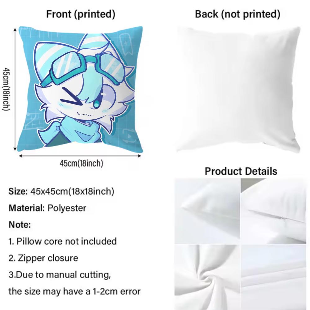 Cartoon F-Furry F-fandom Cushion Cover Comfortable Reversible Pillow Cover Ideal for Car Sofa Bedroom & Beyond