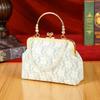 Women's Bag New High-end Dinner Bag Fashion Lace Pearl Niche Cheongsam Bag Versatile Chain Mouth Gold Bag