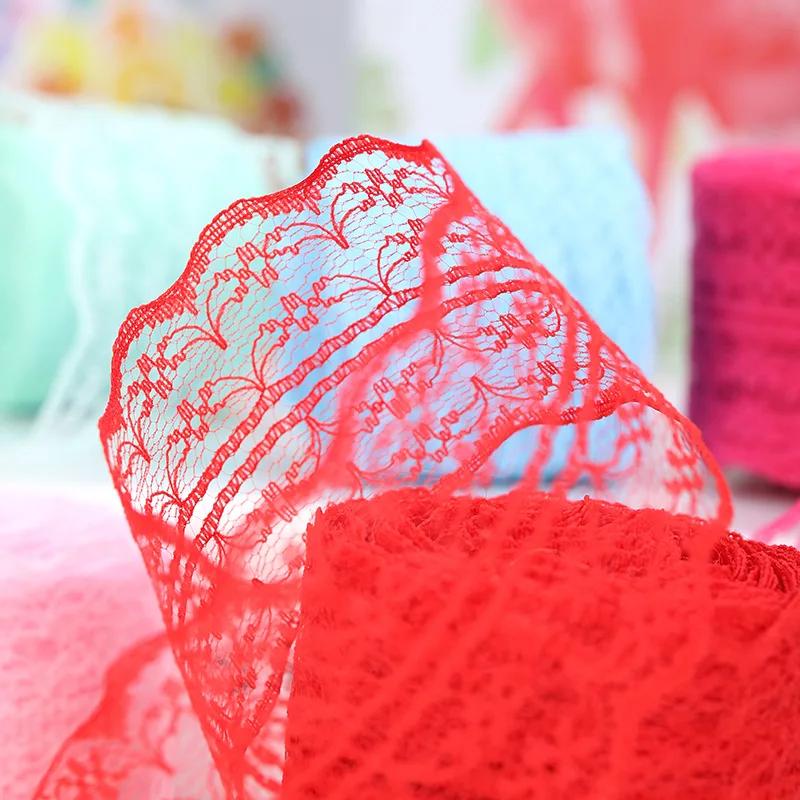 10Meters/Roll 43mm Lace Ribbon Handmade Material DIY Apparel Sewing Fabric Blue Purple Green Pink Red Black White Lace Trimming