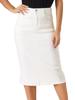 Allegra K High-Waisted Stretch Midi Denim Skirt, Y2K Casual, Women's, Cream White, Size M