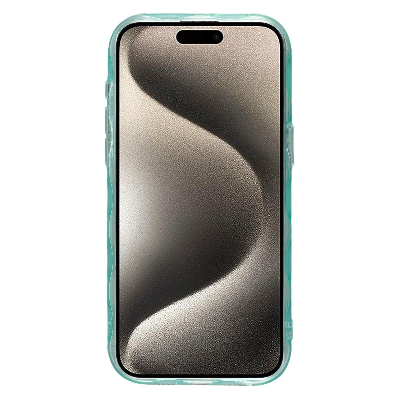 

For iPhone 15 Pro Max Case Inner Wave Pattern TPU+Acrylic Phone Cover Blue