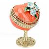 Hinged Lid Heart Trinket Box Alloy Enamel Ring Holder Box  Vanity Dresser Display