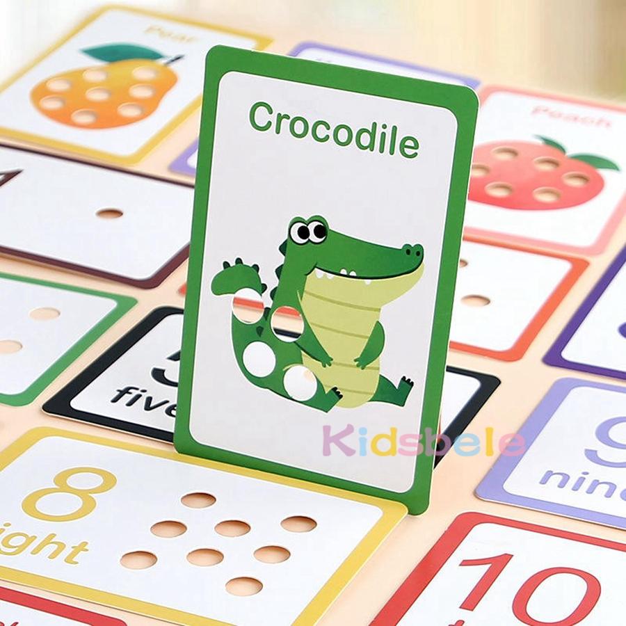 Clip On Beads Wooden Bead Color Sorting Toy Cartoon Matching Board Game Early Learning Mathematics Educational Toy For Toddlers